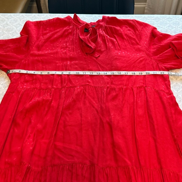 Maeve By Anthropologie Wendy tiered long sleeves boho maxi dress red Size XL - Picture 13 of 15